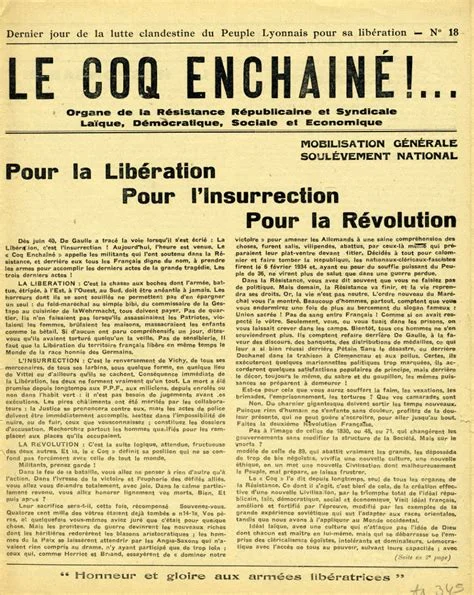 Décembre 1943. Le Coq Enchaîné. L’un des titres de presse clandestins.